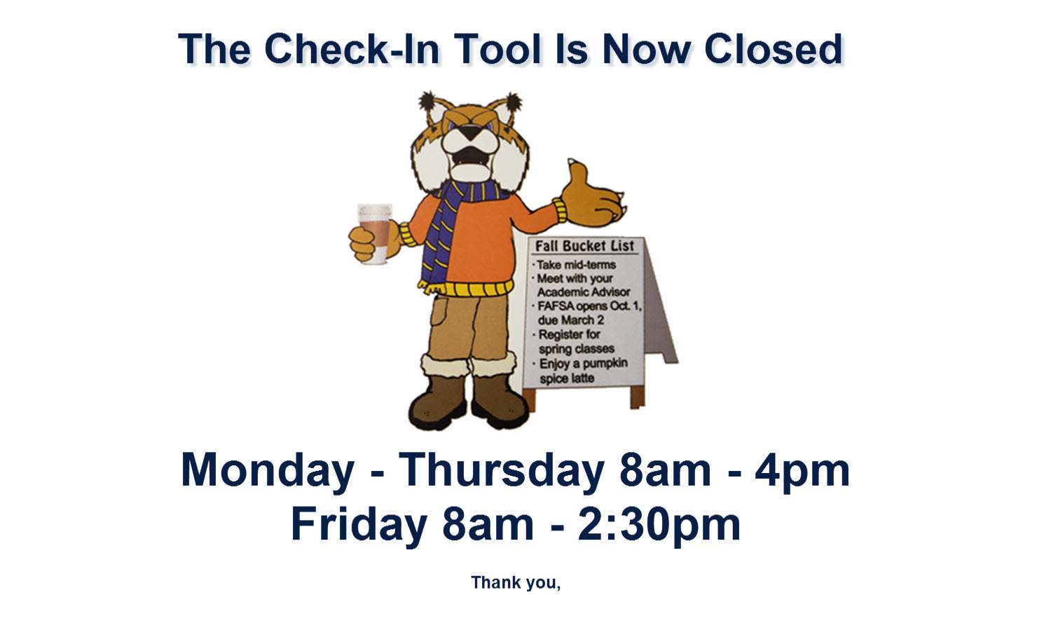 Check-In Tool Closed
